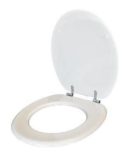 Imagen de Tapa inodoro universal Redonda Blanca herraje plástico DMC