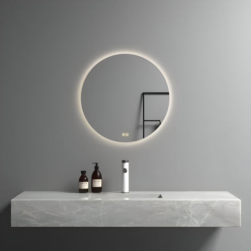Imagen de ESPEJO REDONDO 60cm C/LUZ LED FRONTAL Y DESEMPAÑADOR DMC