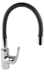 Imagen de GRIFO COCINA MESA PICO ALTO FLEXIBLE NEGRO A 20cm CROMO  MURDOCK