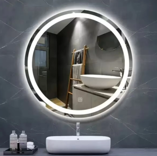 Imagen de ESPEJO REDONDO 80cm C/LUZ LED FRONTAL Y DESEMPAÑADOR DMC